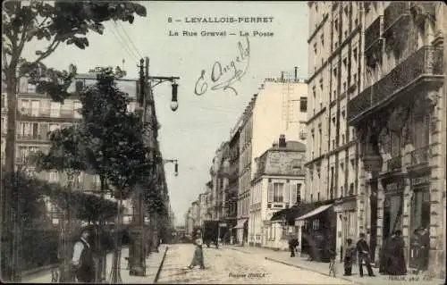 Ak Levallois Perret Hauts de Seine, La Rue Gravel, La Poste