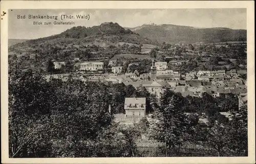 Ak Bad Blankenburg im Thüringer Wald, Blick zum Greifenstein und Stadtkirche