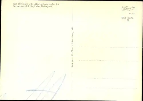Ak Kleinschwarzenlohe Markt Wendelstein Mittelfranken, Allerheiligenkirche im Schwarzachtal