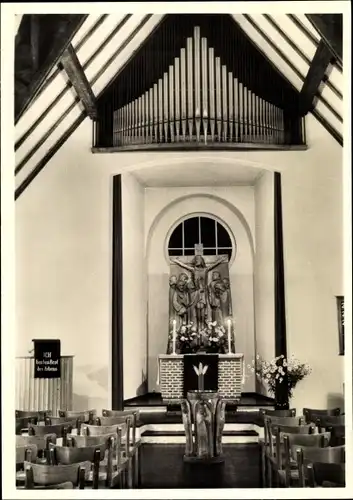 Ak Waldenau Pinneberg in Holstein, Kreuzkirche, Altar und Taufe