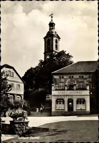 Ak Sohland an der Spree Sachsen, Lindenapotheke, Glockenturm