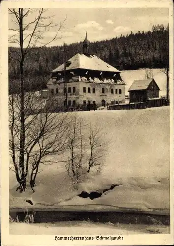 Ak Schmalzgrube Jöhstadt im Erzgebirge Sachsen, Blick auf das Hammerherrenhaus