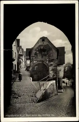 Ak Hirschhorn am Neckar Hessen, Blick durch das mittlere Tor