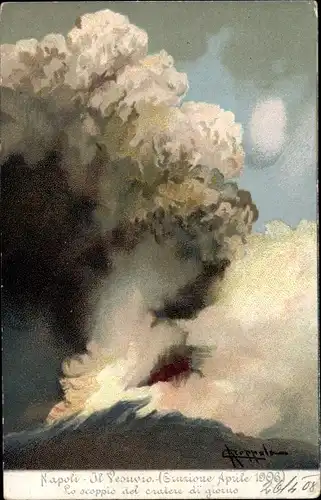 Künstler Ak Napoli Neapel Campania, Vesuvio, Vulkanausbruch