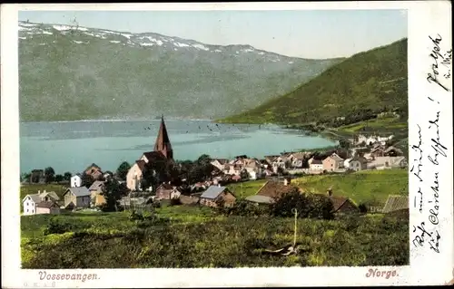 Ak Vossevangen Norwegen, Blick auf den Ort