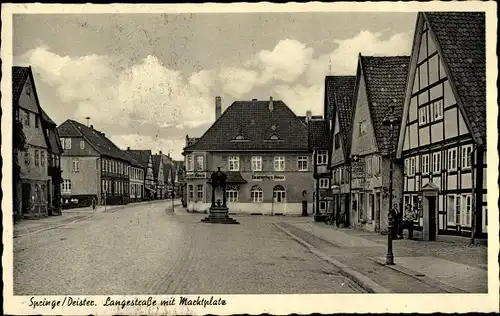 Ak Springe am Deister, Langestraße mit Marktplatz