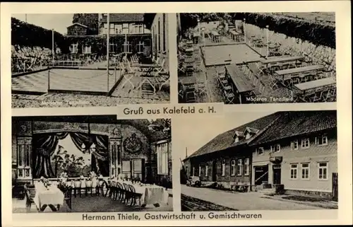 Ak Kalefeld am Harz, Gastwirtschaft u. Gemischtwaren, Tanzdiele, Bühne