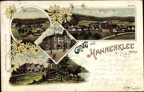 Litho Hahnenklee Bockswiese Goslar im Harz, Hotel Deutsches Haus, Kurhaus