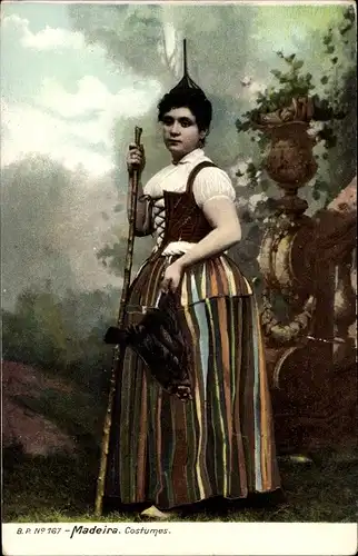 Ak Madeira, Costumes, Frau in Volkstracht