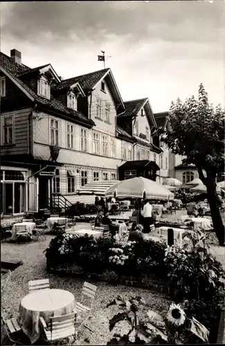 Ak Hahnenklee Bockswiese Goslar im Harz, Haus Deutsches Haus, Terrasse