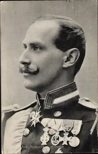 Ak König Haakon VII von Norwegen, Portrait, Uniform, Orden