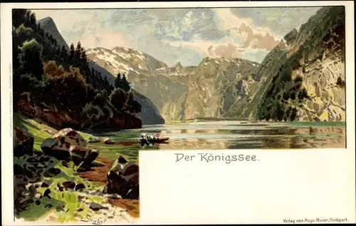Künstler Litho Strützel, Otto, Schönau am Königssee, Uferblick
