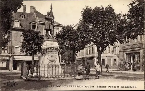 Ak Montbelliard Doubs, Statue Denfert Rochereau