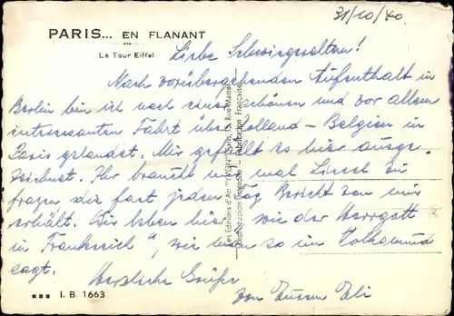 Ak Paris VII, La Tour Eiffel, Eiffelturm