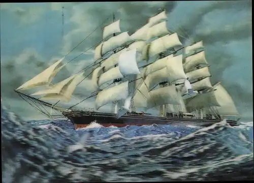 3 D Ak Cutty Sark, Segelschiff auf offenem Meer, Dreimaster