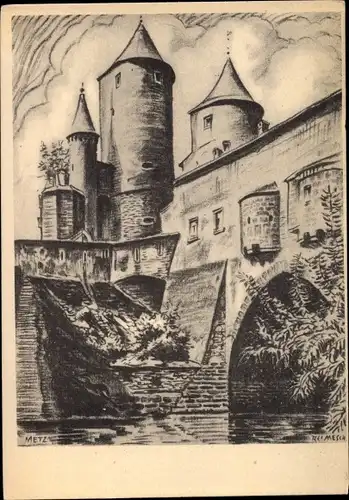 Künstler Ak Reimesch, Metz Moselle, Das Deutsche Tor