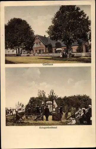 Ak Eckel bei Klecken, Frommanns Gasthaus, Straßenseite, Kriegerdenkmal