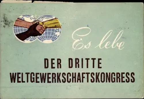 Künstler Ak Es lebe der dritte Weltgewerkschaftskongress, DDR