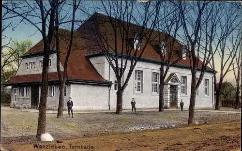 Ak Wanzleben Börde in Sachsen Anhalt, Turnhalle, Außenansicht