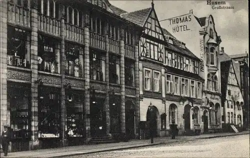 Ak Husum in Nordfriesland, Großstraße, Thomas Hotel, Kaufhaus