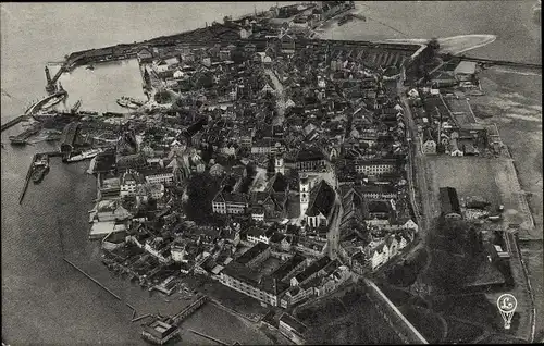 Ak Lindau im Bodensee Schwaben, Fliegeraufnahme, Zeppelinaufnahme