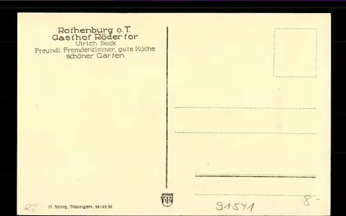 Künstler Ak Rothenburg ob der Tauber Mittelfranken, Gasthof Rödertor, Inh. Ulrich Beck