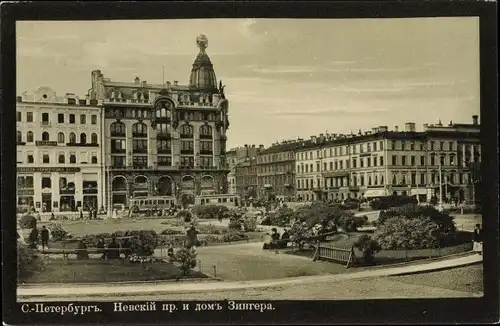 Passepartout Ak Sankt Petersburg Russland, Newski Prospekt, Singer Haus