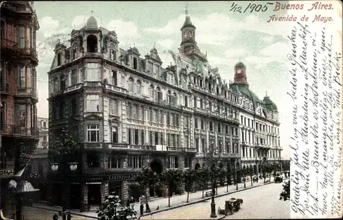 Ak Buenos Aires Argentinien, Avenida de Mayo, Straßenpartie