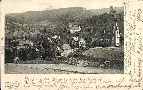 Ak Tautenburg Thüringen, Ansicht der Ortschaft, Kirche