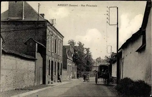 Ak Arrest Somme, Rue Principale, Straßenpartie, Fuhrwerk