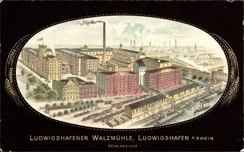 Passepartout Ak Ludwigshafen am Rhein Rheinland Pfalz, Walzmühle, Totalansicht