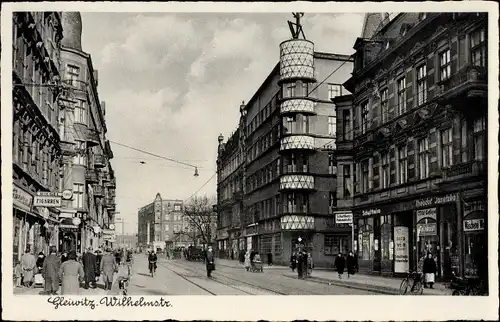 Ak Gliwice Gleiwitz Schlesien, Partie in der Wilhelmstraße, Geschäft Theodor Janetzko, Drogerie