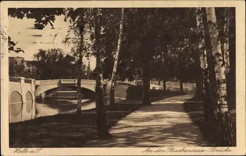 Ak Halle an der Saale, An der Barbarossa Brücke