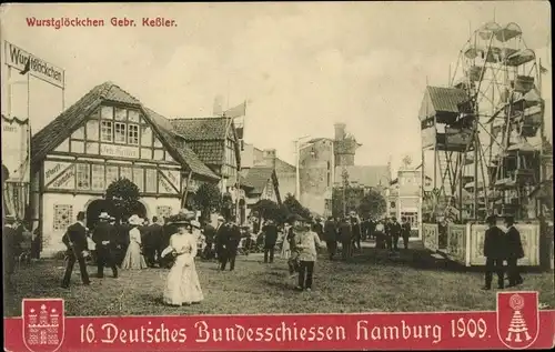 Ak Hamburg, 16. Deutsches Bundesschießen 1909, Wurstglöckchen Gebr. Kessler