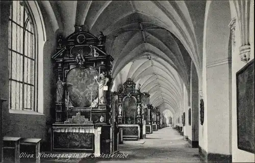 Ak Oliva Gdańsk Danzig, Klostergang in der Schlosskirche