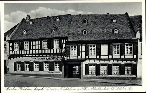 Ak Rüdesheim am Rhein in Hessen, Hotel und Weinhaus Joseph Corvers, Marktplatz 13