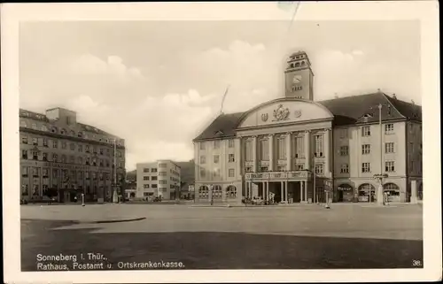 Ak Sonneberg in Thüringen, Rathaus, Postamt und Ortskrankenkasse