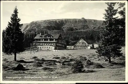 Ak Karpacz Krummhübel Riesengebirge Schlesien, Schlingelbaude, Schronisko na Starej Polanie