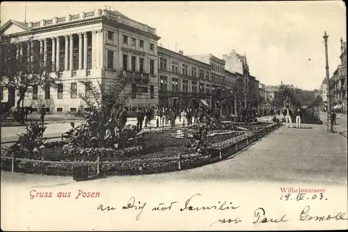 Ak Poznań Posen, Wilhelmstraße, Straßenpartie
