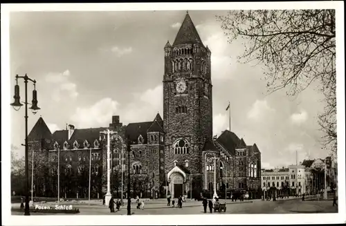 Ak Poznań Posen, Schloss, Straßenpartie, Zamek