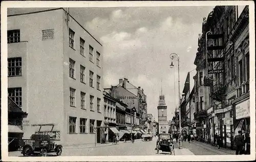 Ak Pardubice Pardubitz Stadt, Straßenpartie, Lieferwagen F. Wurst, Postamt