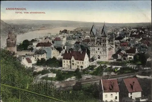 Ak Andernach im Landkreis Mayen Koblenz, Totalansicht vom Kranenberg