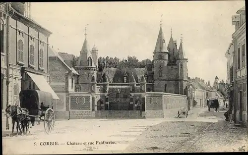 Ak Corbie Somme, Chateau et rue Faidherbe