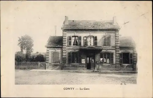 Ak Conty Somme, La Gare