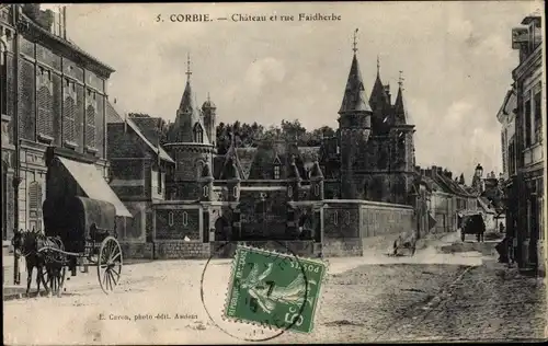 Ak Corbie Somme, Chateau et rue Faidherbe