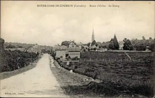 Ak Notre Dame de Courson Calvados, Route d'Orbec, Le Bourg