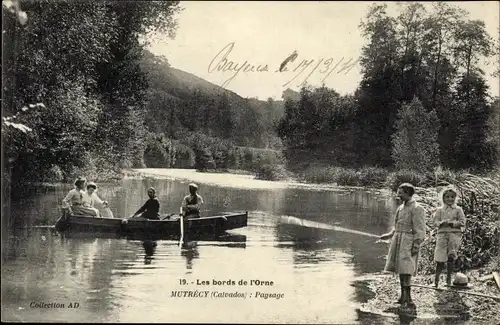 Ak Mutrécy Calvados, Paysage, Ruderpartie