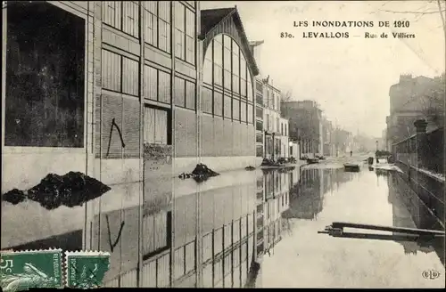 Ak Levallois Hauts de Seine, Les Inondations de 1910, Rue de Villiers