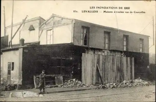 Ak Levallois Perret Hauts de Seine, Les Inondations de 1910, Maisons ecroulees rue de Courcelles