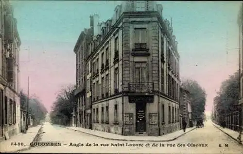 Ak Colombes Hauts de Seine, Angle de la rue Saint Lazare et de la rue des Oiseaux